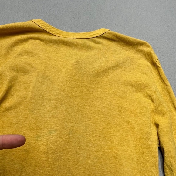 Jungmaven Hemp Organic Cotton Henley Shirt Men XS Mustard Yellow Long Sleeve USA - Picture 12 of 13
